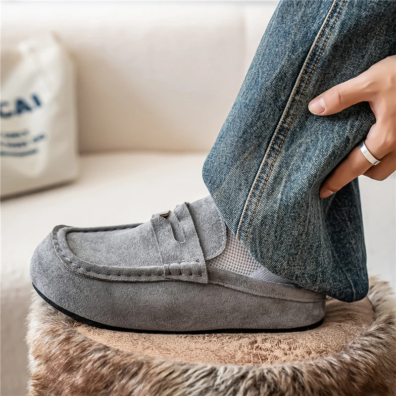 

Comfortable Men's Casual Shoes Leather Loafers Half Slippers Slip-on Lazy Driving Shoe Couple Breathable Walking Shoe zapatillas