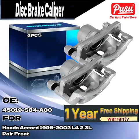 혼다 어코드 1998-2002 L4 2.3L 45019-S84-A00용 전면 좌우 디스크 브레이크 캘리퍼(브래킷 포함) 2개