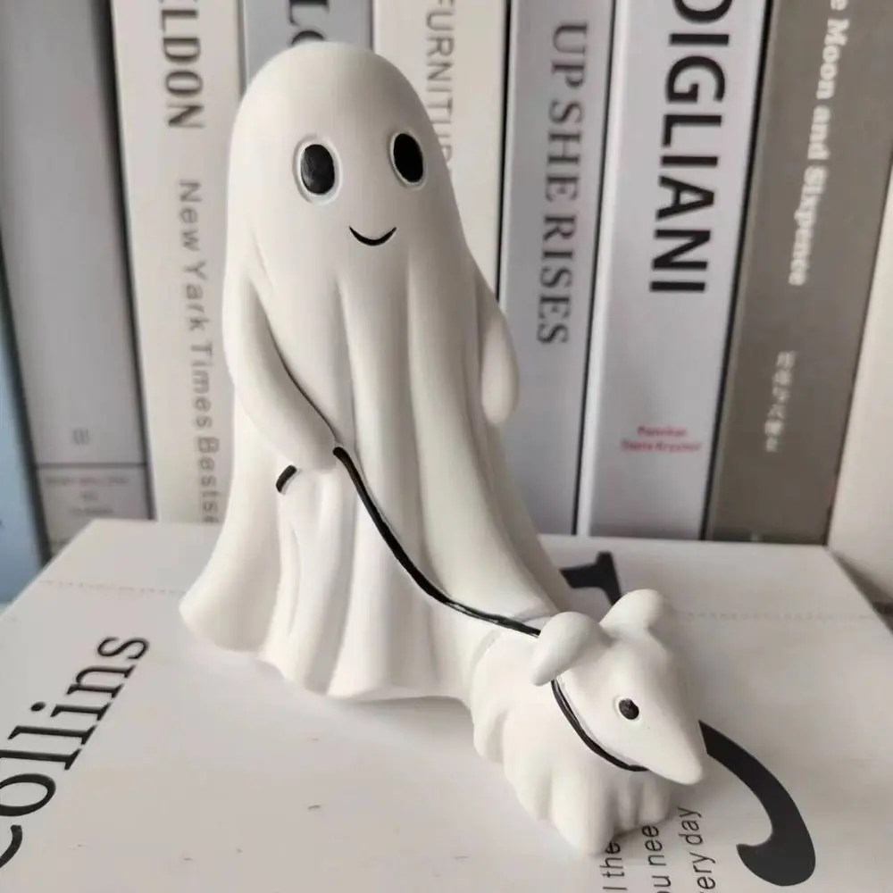 Halloween Ghost Walking Dog Statue Ornament, Cute Ghost Walking Puppy Decoration, Halloween Home Tabletop Decoration