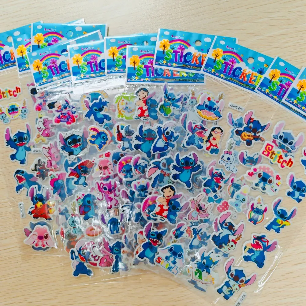 12PCS Cartoon Disney Stitch Bubble Stickers Kawaii Anime Three Dimensional 3D Puffy Bulk Sticker DIY Toys Sticker Gift image 5