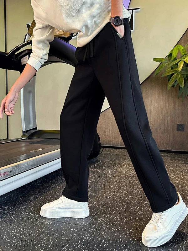 

Мужские повседневные брюки Kazuki Kuraii с флисовой подкладкой, прямого кроя, свободные, удобные, спортивные, длинные, для осени и зимы