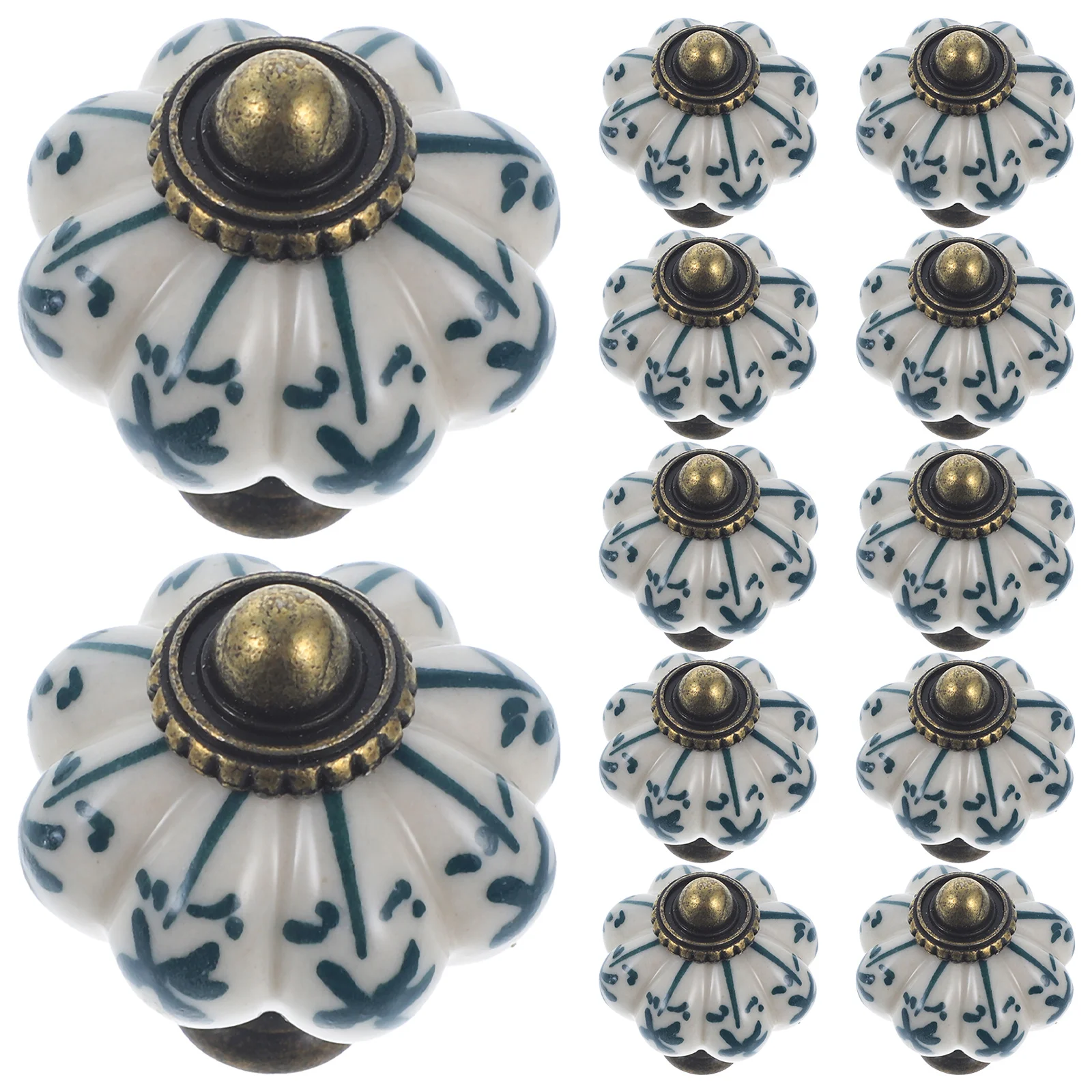 12 pomelli per cassetti vintage in ceramica blu bianca con zucca per porte di armadietti da cucina, pomelli per cassetti vintage