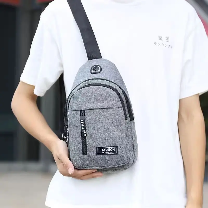 2024 Multi-functional Chest Bag Men's Fashion Trend Oxford Cloth Shoulder Bag Korean Casual Waterproof Messenger Bag