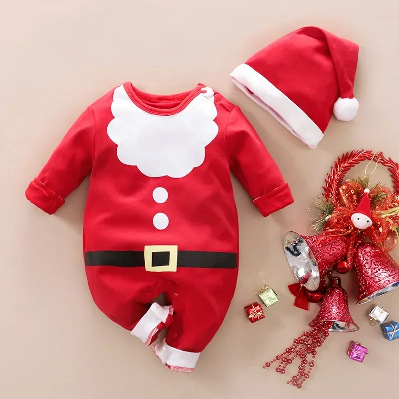 Papai Noel Cosplay Romper para bebê recém-nascido, roupas de Natal, macacão para criança, traje de ano novo, bodysuit infantil, meninos e meninas