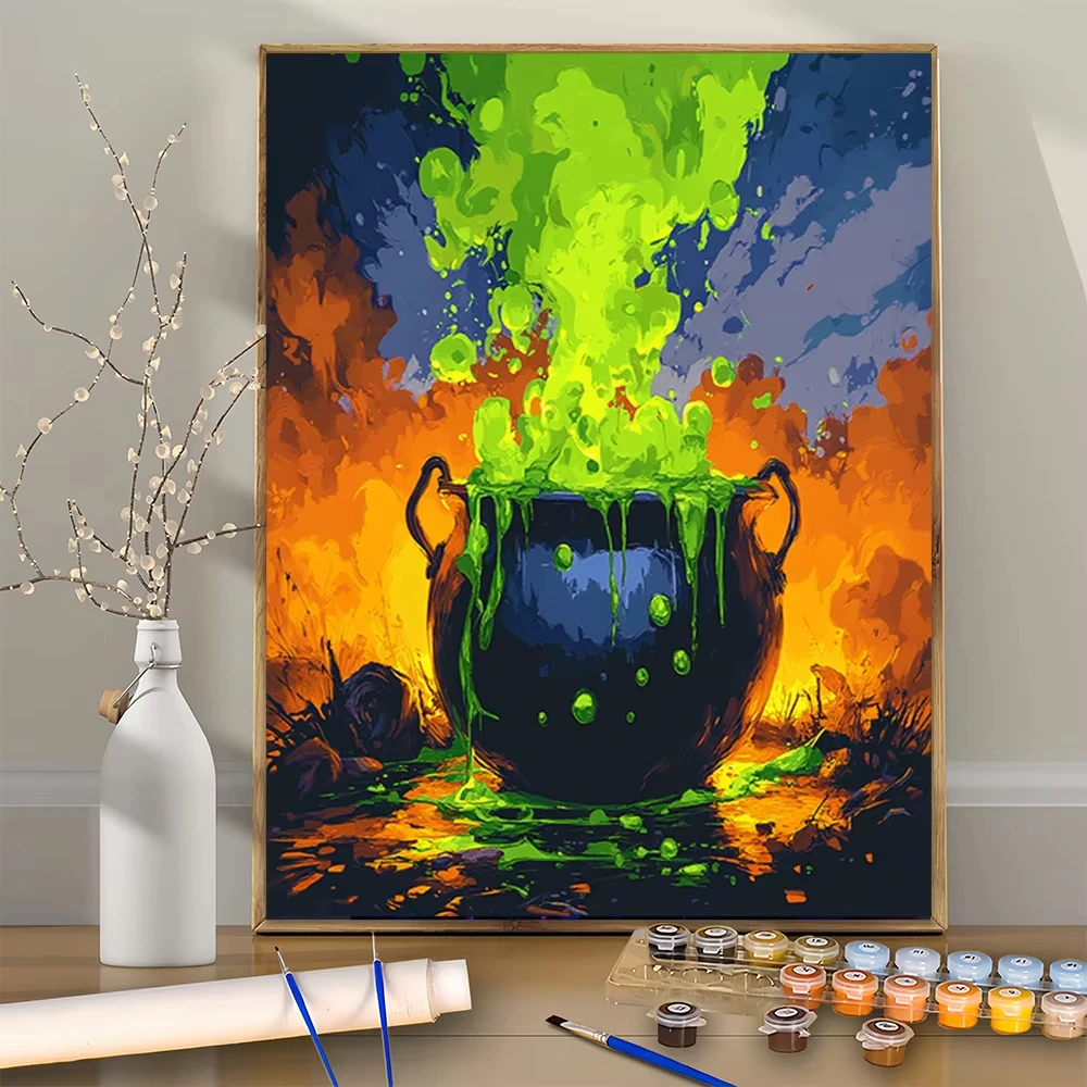 

Экспрессионист, кипящая сцена с зеленым солляем, набор для акриловой цифровой живописи «сделай сам», для начинающих, рамка для домашнего декора стен в комплект не входит