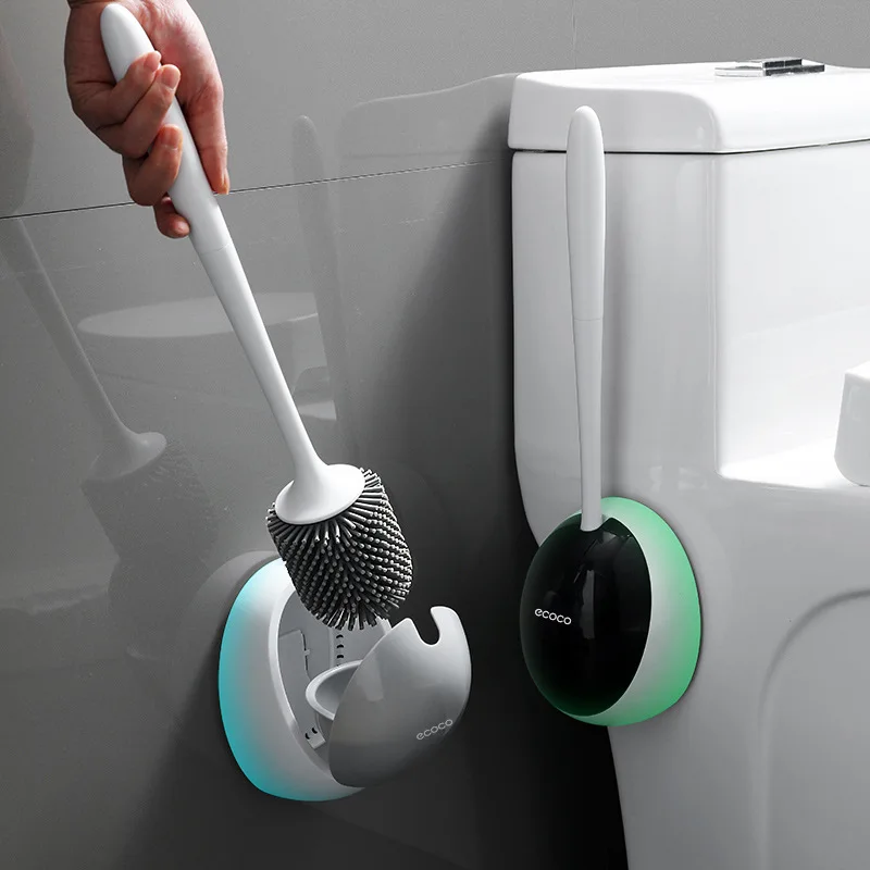 Silicone Wall-Mounted Toilet Brush, WC Accessories, Drainable, Cleaning Tools, Bathroom Sets