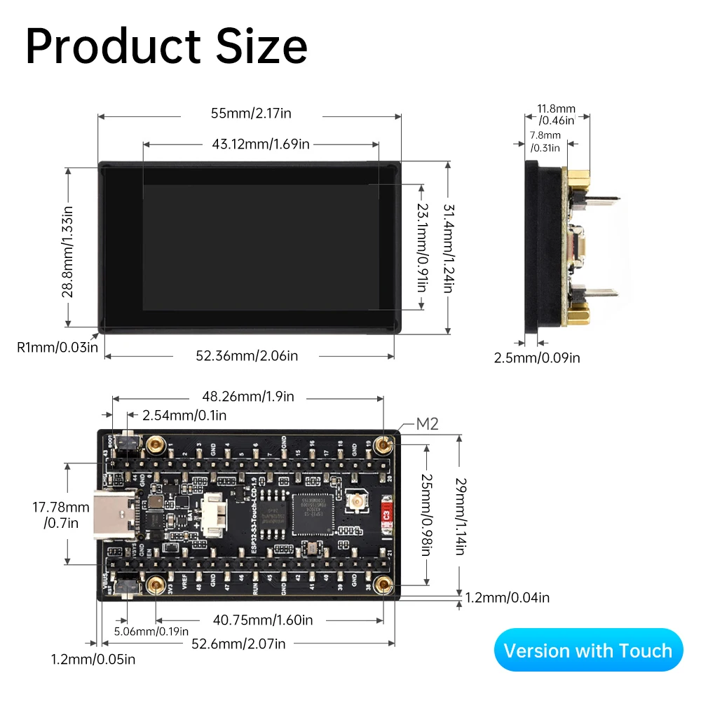ESP32-C6 1.9 Inch Capacitive Touch Display IPS 170×320 LCD Camera Touch Option Supports WiFi Bluetooth Development Board ESP-32