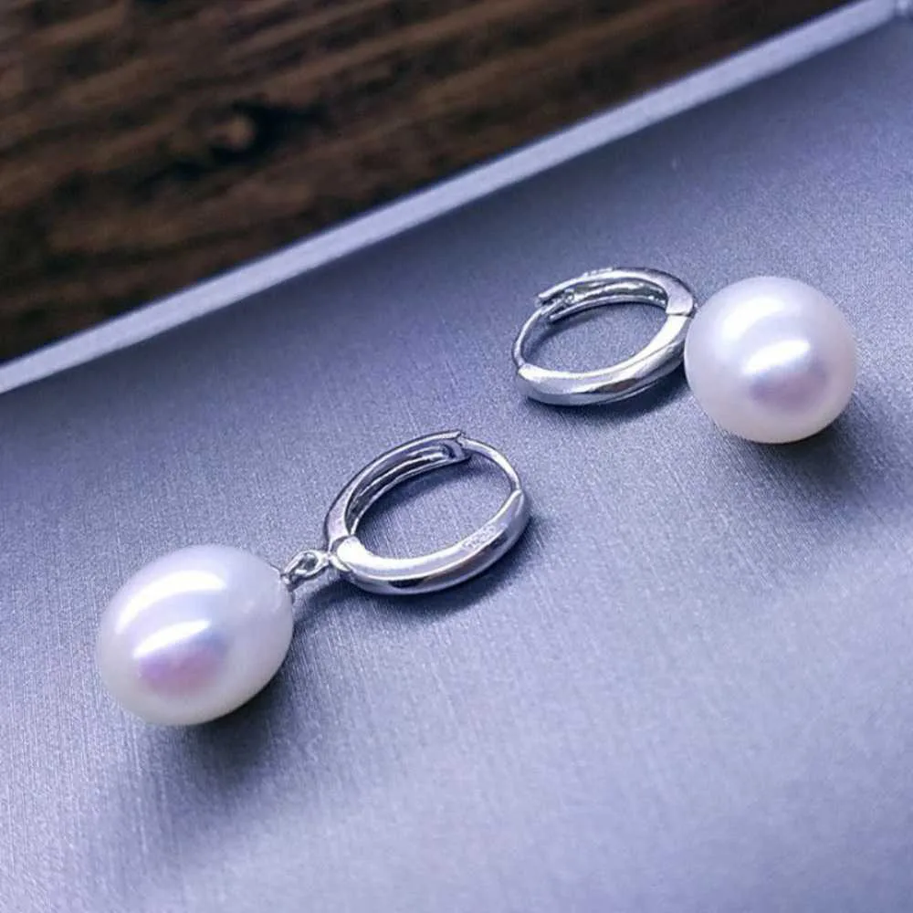 White Baroque flawless Fresh Water Drop Pearl pendant earrings Drop Party Ear Dangle Silver Teens