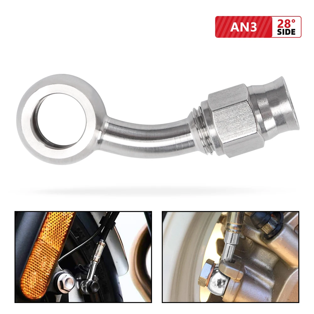 Bartoo-Rvs AN3 Hydraulische Rem Motorfiets Olie Slang Lijn Banjo Fitting 10MM Rechte/28/45/90 °   Remslang eindigt HR072