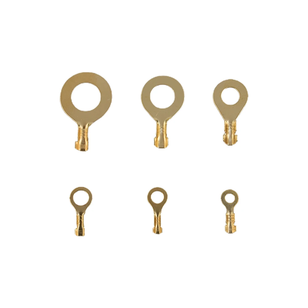 Ring Cable Connector Brass Copper Crimp Gold Lugs Ring Parts Replacement 150pcs set 6 Kinds 88g 3.11oz Assorted
