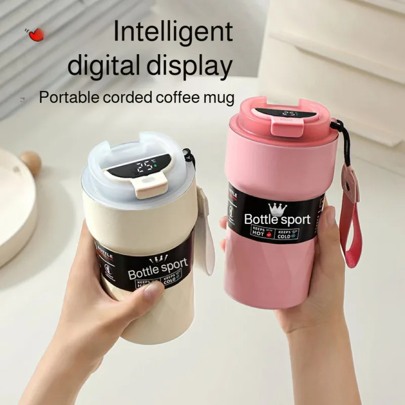 Portable Vacuum Double Layer Thermal Car Mug Intelligent Temperature Measurement Keep Cold