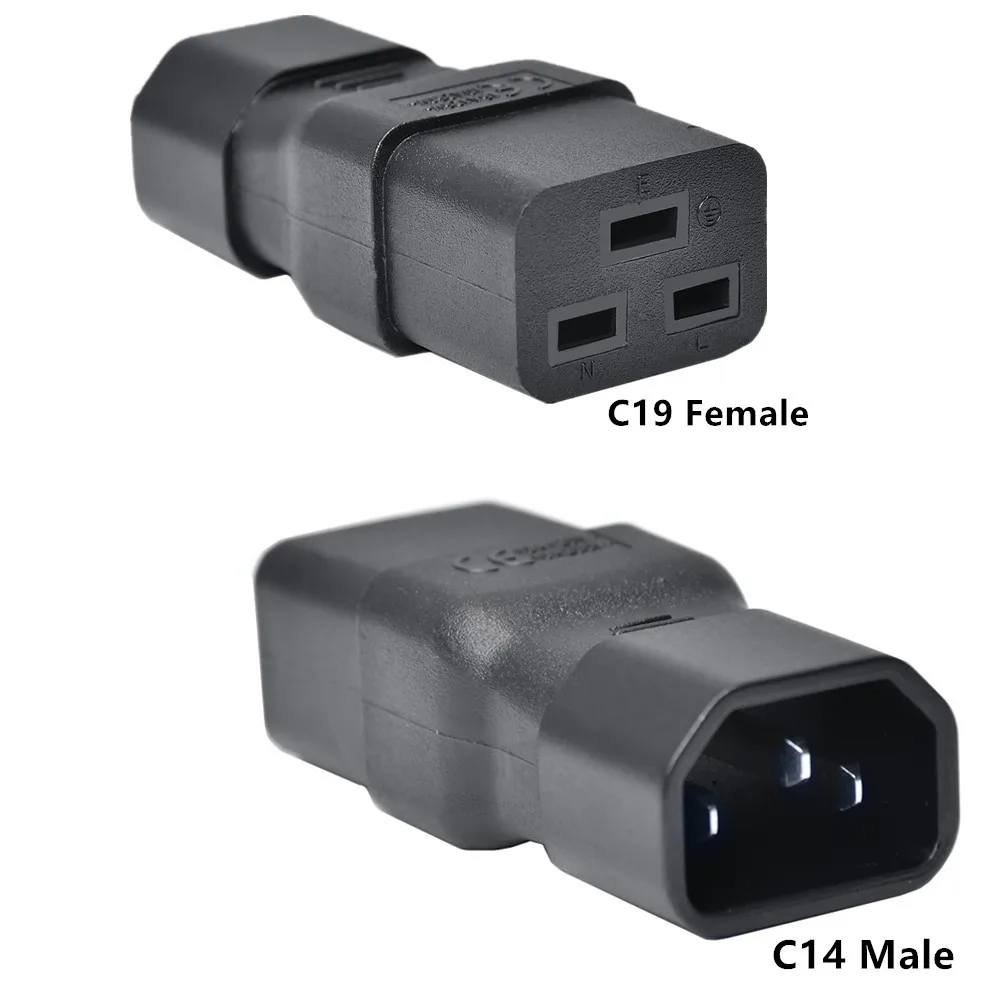 IEC 320 C19 To C14 AC Power Adapter Plug, Connect C20 To C13 Power Male To Female Converter 10A 250V Black