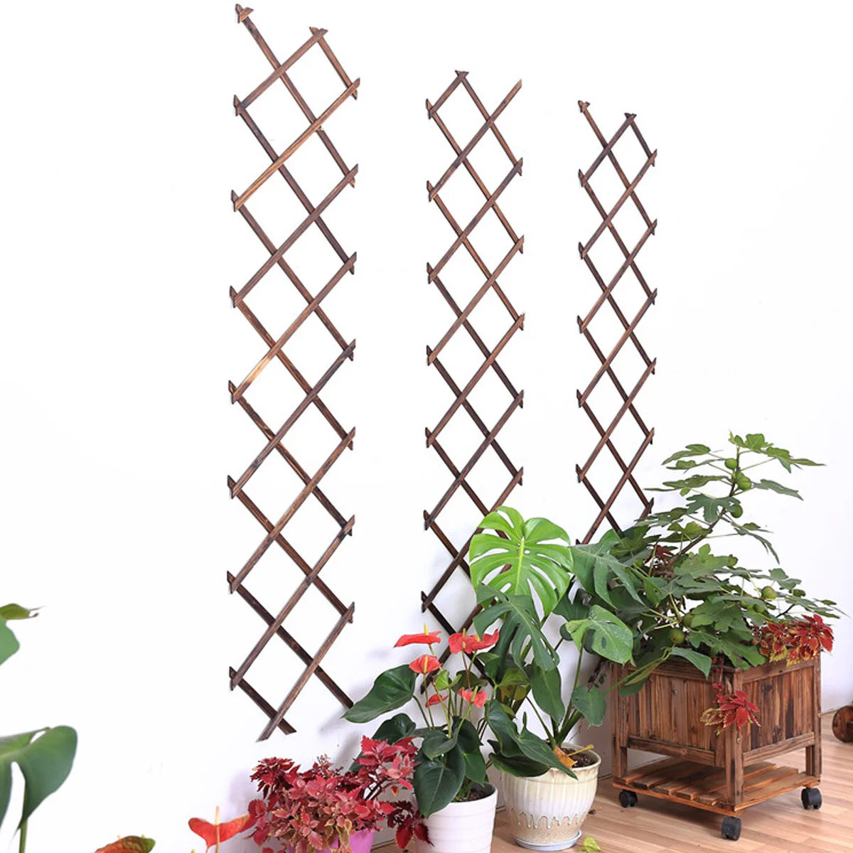 

1Pcs Anticorrosive Wood Flower Climbing Frame Sturdy Rattan Plant Support Balcony Gardening Bracket Climbing Frame