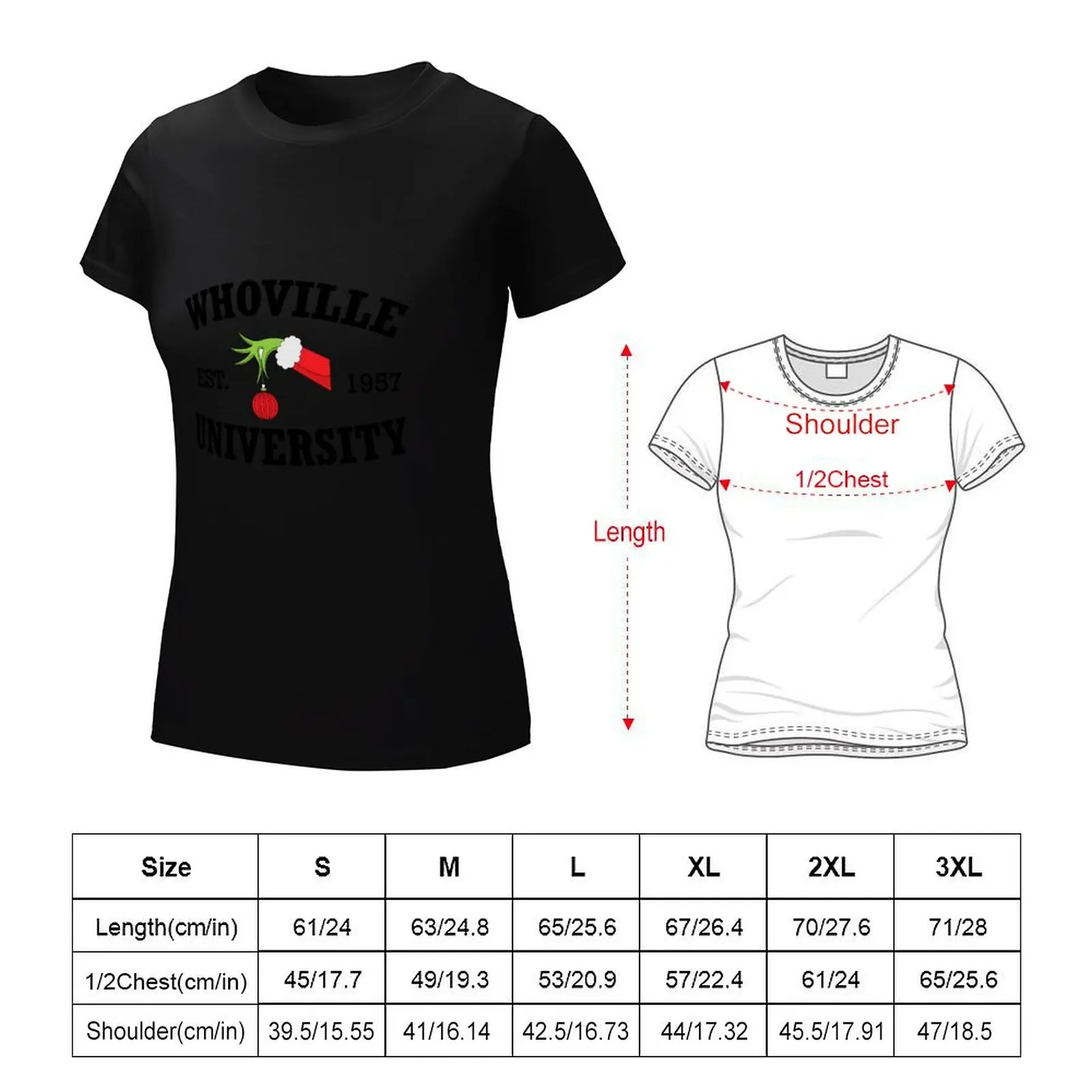 Whoville University EST 1957 Christmas Crewneck T-Shirt female Aesthetic clothing hippie clothes Womens clothing