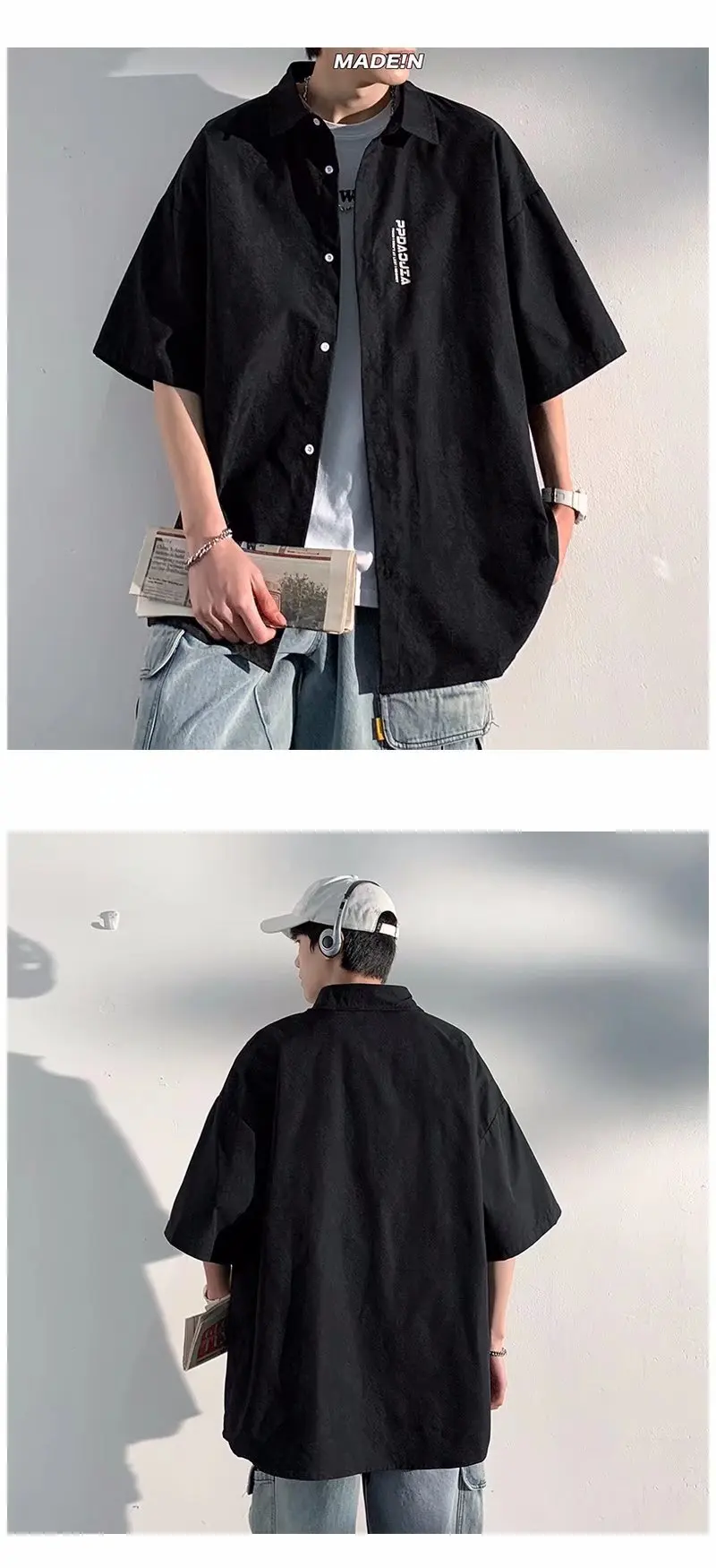 Японский модный бренд, минималистичная рабочая одежда в уличном стиле, рубашка с короткими рукавами, летняя тонкая свободная рубашка с рукавами пять четвертей