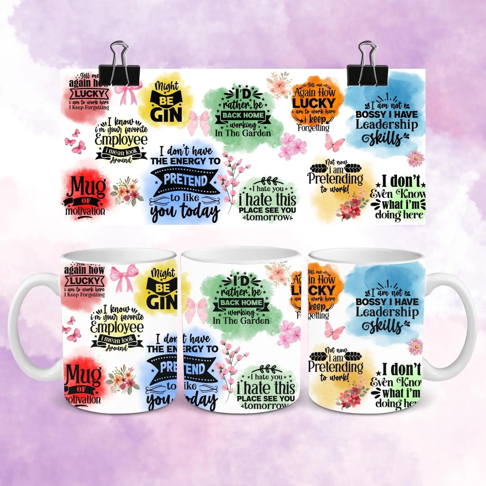 Funny Office Quotes Mug Wrap Sarcastic Quote Co-worker Work Mug PNG Template 11oz 15oz Mug Wrap Sublimation Design Digital Downl