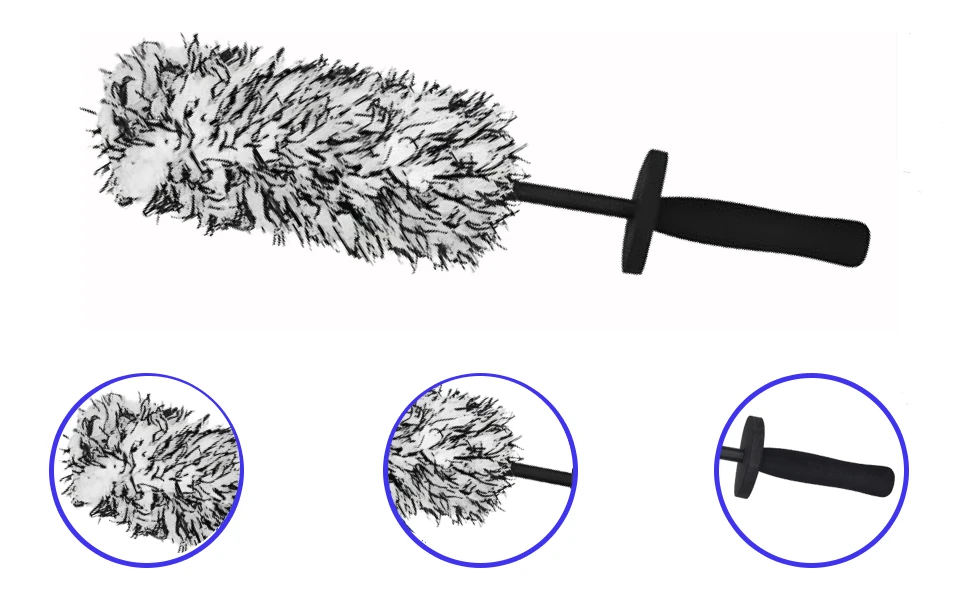 Auto-Wasch-Mikrofaser-Radbürste mit rutschfestem Griff, ultraweiche Reinigungshandschuhe für Felgen, Speichen, Radkasten und Reifenreinigungswerkzeug – Detail 6