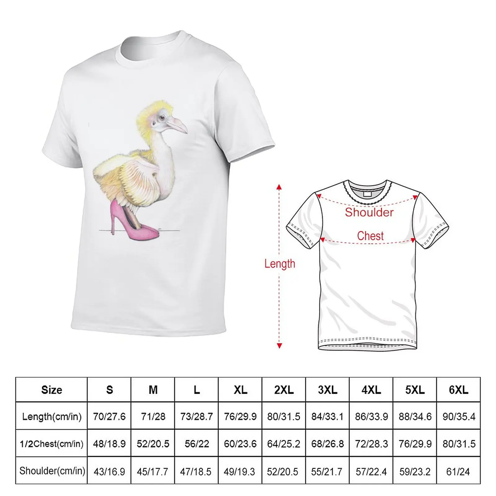 Pigeon Squeaker in High Heels T-Shirt kawaii clothes tops t shirt men