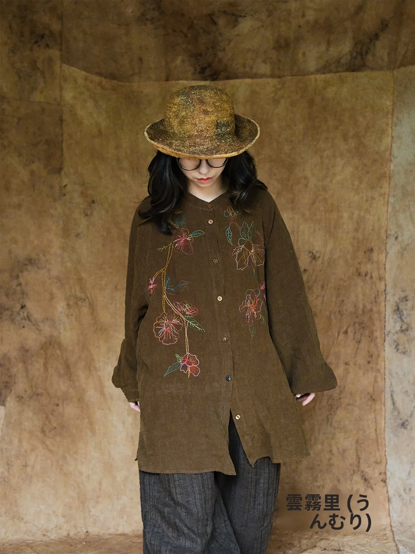 

Handmade Pure Linen Loose irt oulder Sve Insert Design Casual Sle Women's Comfortable Breathable Long Sve irt