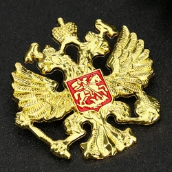 Muy Bien Gold Double Headed Eagle Brooch Pin Metal Russian Badge Punk Brooch Banquet Lapel Pin Men's Clothing Accessories