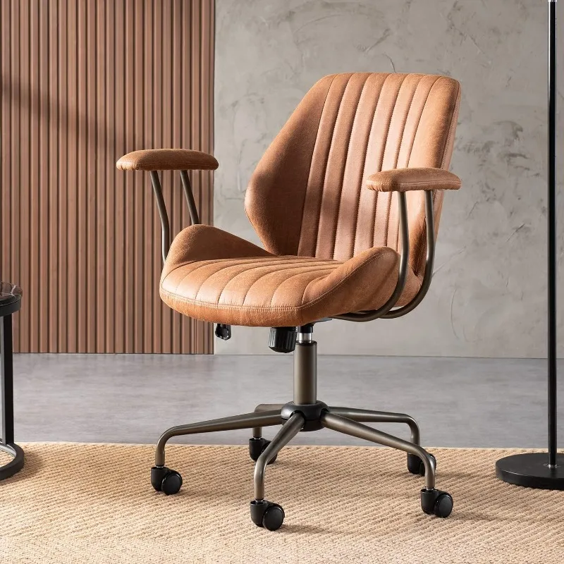 Ergonomic Chair for Home Office, Mid-century Modern Leather Chair, Comfortable computer Executive Chair