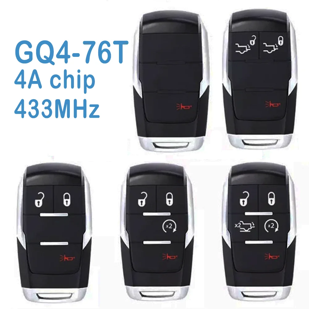 

2 Pcs/lot Auto Smart Remote 1/3/4/5 Buttons GQ4-76T 433.92MHz 4A Chip Replace Car Key Fob For Dodge Ram 2500 3500 4500 5500