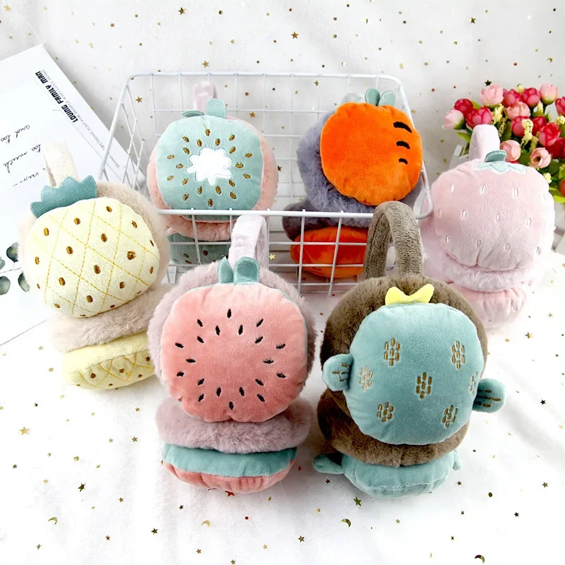 

cute fruit child earmuffs autumn and winter warm and comfortable unisex skiing Fur headphones Earmuffs Headband
