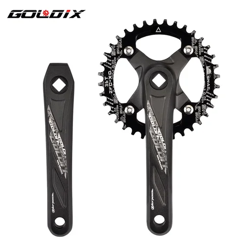 Imagen 2 del producto Platos y bielas de bicicleta GOLDIX con orificio cuadrado, manivela de aleación de aluminio para MTB, 165/170/175mm de longitud, dientes anchos y estrechos, 104BCD 32/34/36/38/40/42T