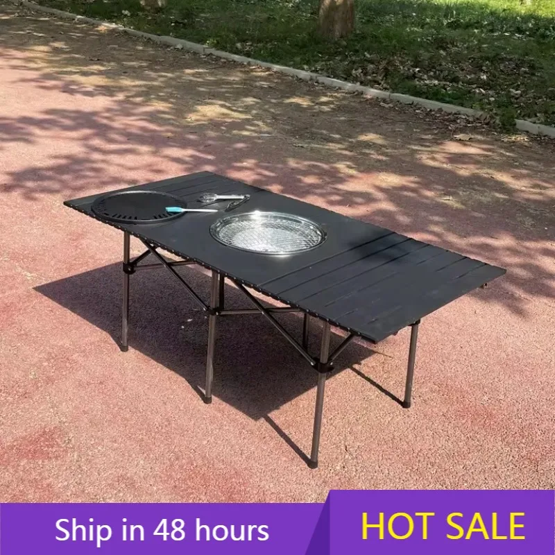 

POWER LEAP Hot Selling Outdoor Portable Folding Barbecue Table With BBQ Grill 120cm Outdoor Camping Table For Picnic Camping Out