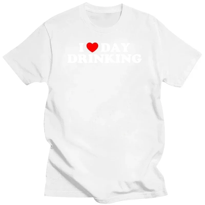 

2025 New I Love Day Drinking Heart BEER T Shirts Summer Style Graphic Print Cotton Streetwear Short Sleeve Friends Gifts T-shirt