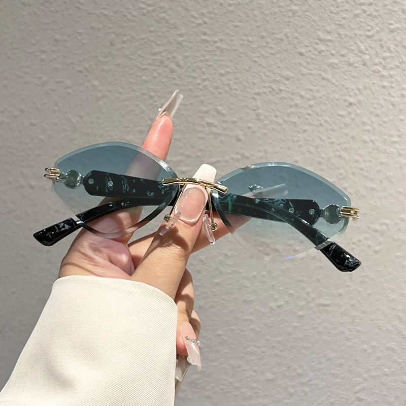KAMMPT Vintage Rimless Sunglasses Men 2026 New in Multicolor Decor Shades Women Trendy Brand Design Outdoor Casual Sun Glasses
