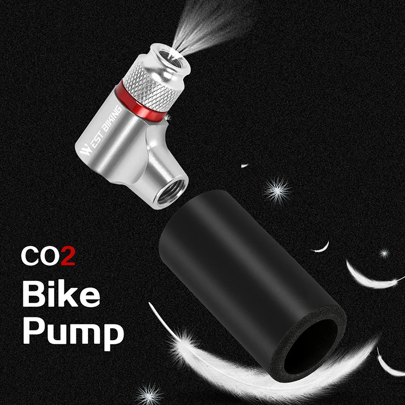 WEST BIKING Mini Bicycle CO2 Pump Portable Tire Inflator For Schrader Presta Adapter MTB Road Bike Aluminum Alloy Automatic Pump