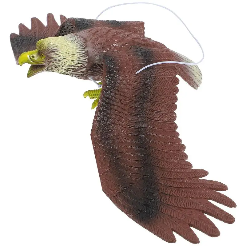 Hanging Bird Deterrent Plastic Eagle Ornament Outdoor Eagle Figurine Vivid Flying Bird Hawk Decoy Garden Scarecrow 37x15.5x7cm