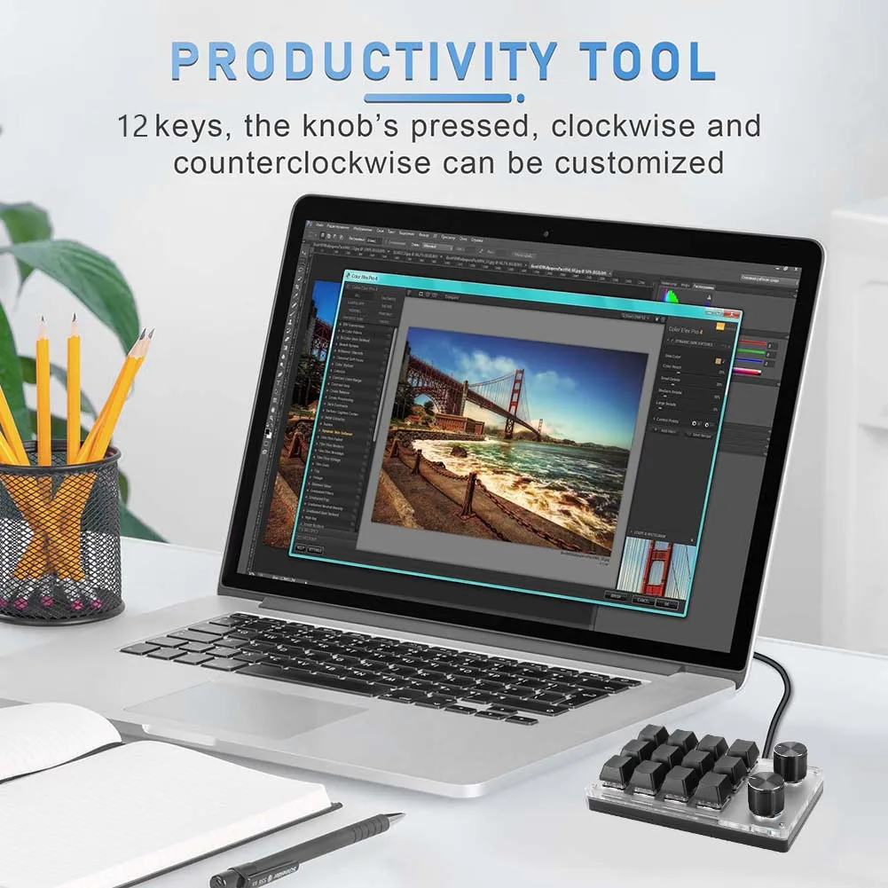 

Bluetooth Wireless/USB 12 Key 2 Knob Mechanical Keyboard Gaming Keyboard Shortcut Programmable Keypad Keys Custom Macro 3-9 Key