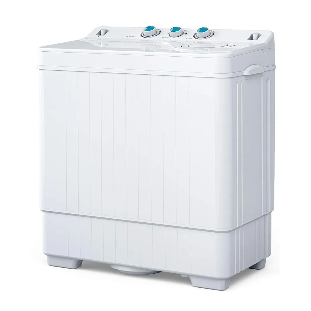 Compact Twin Tub Máquina de lavar portátil, mini lavadora, bomba de drenagem embutida, lavadora semi-automática, novo, 18 libras, 8 libras, 2024