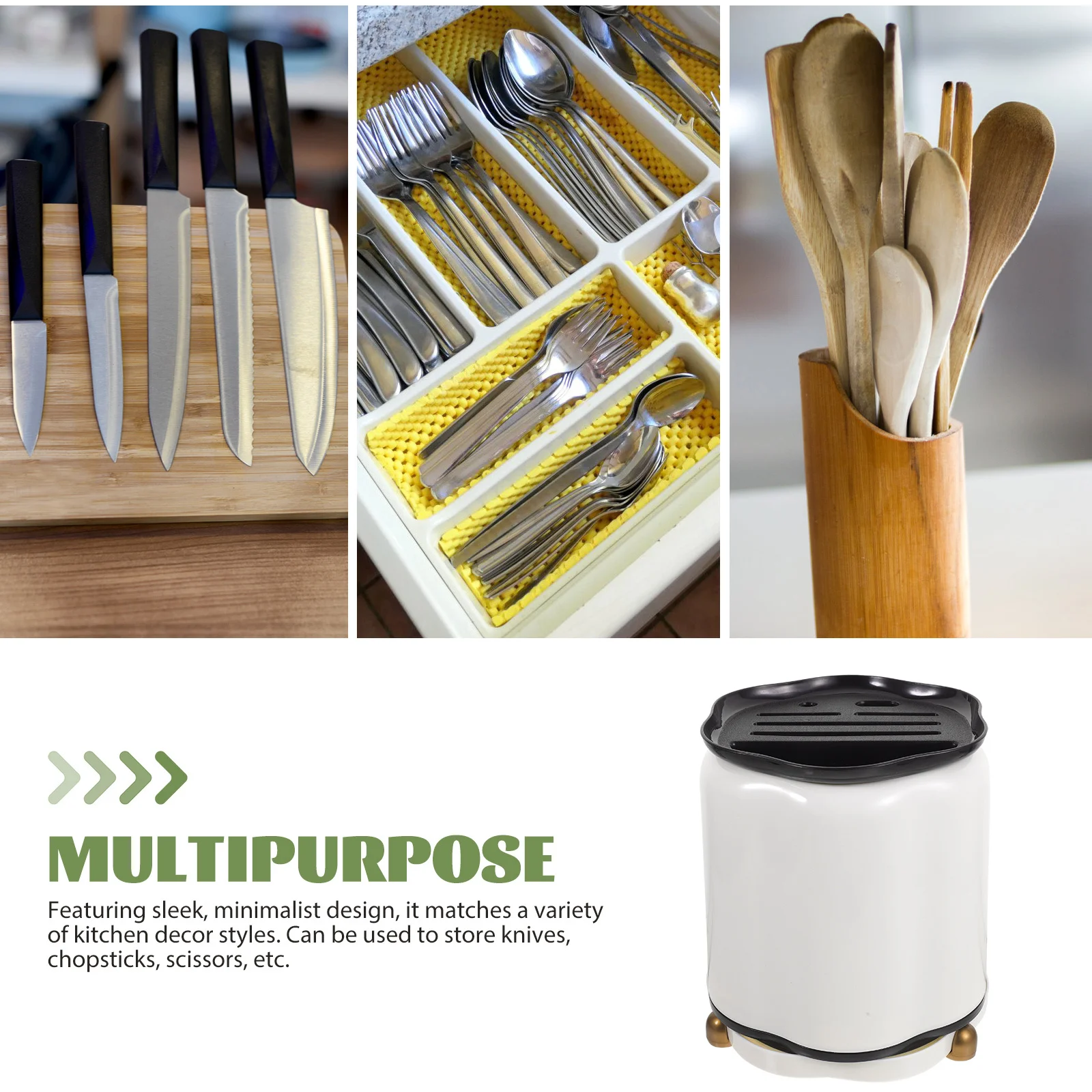 

Rotating Knife Holder 360 Degree Turntable Large Capacity Utensil Organizer Stand For Knives Chopsticks Scissors