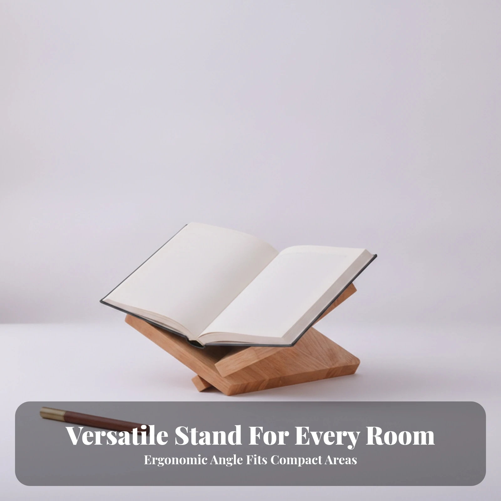Magazine Holder Compact Solid Wood Tabletop Reading Stand Recipe Book Holder Hands Hands-off for Readers, Desk, Study Area