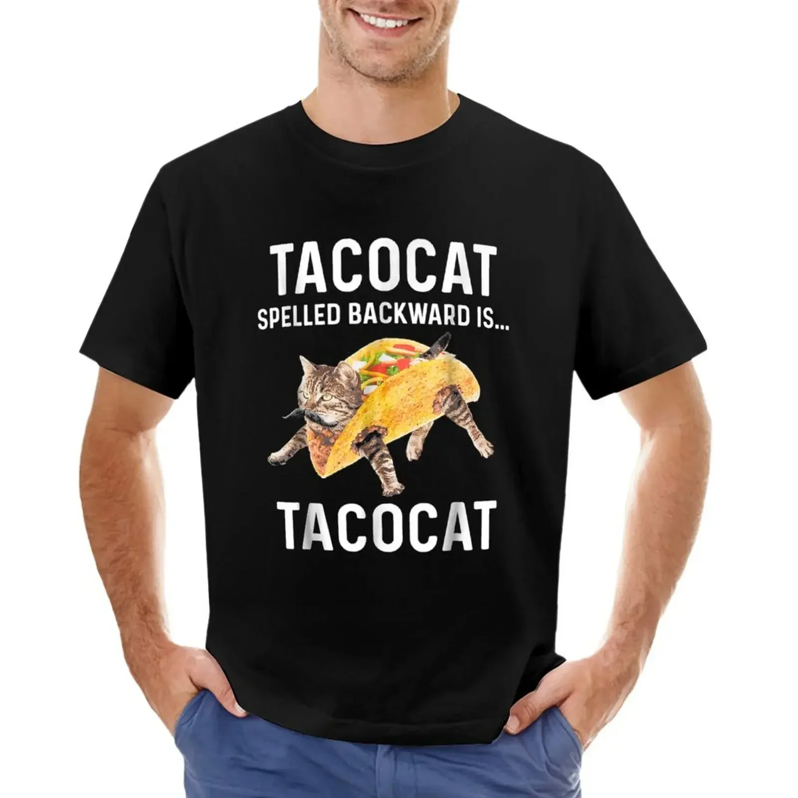 Tacocat Spelled Backward Is Love Cat And Lover Funny Gift T-shirt summer top sweat mens tall t shirts