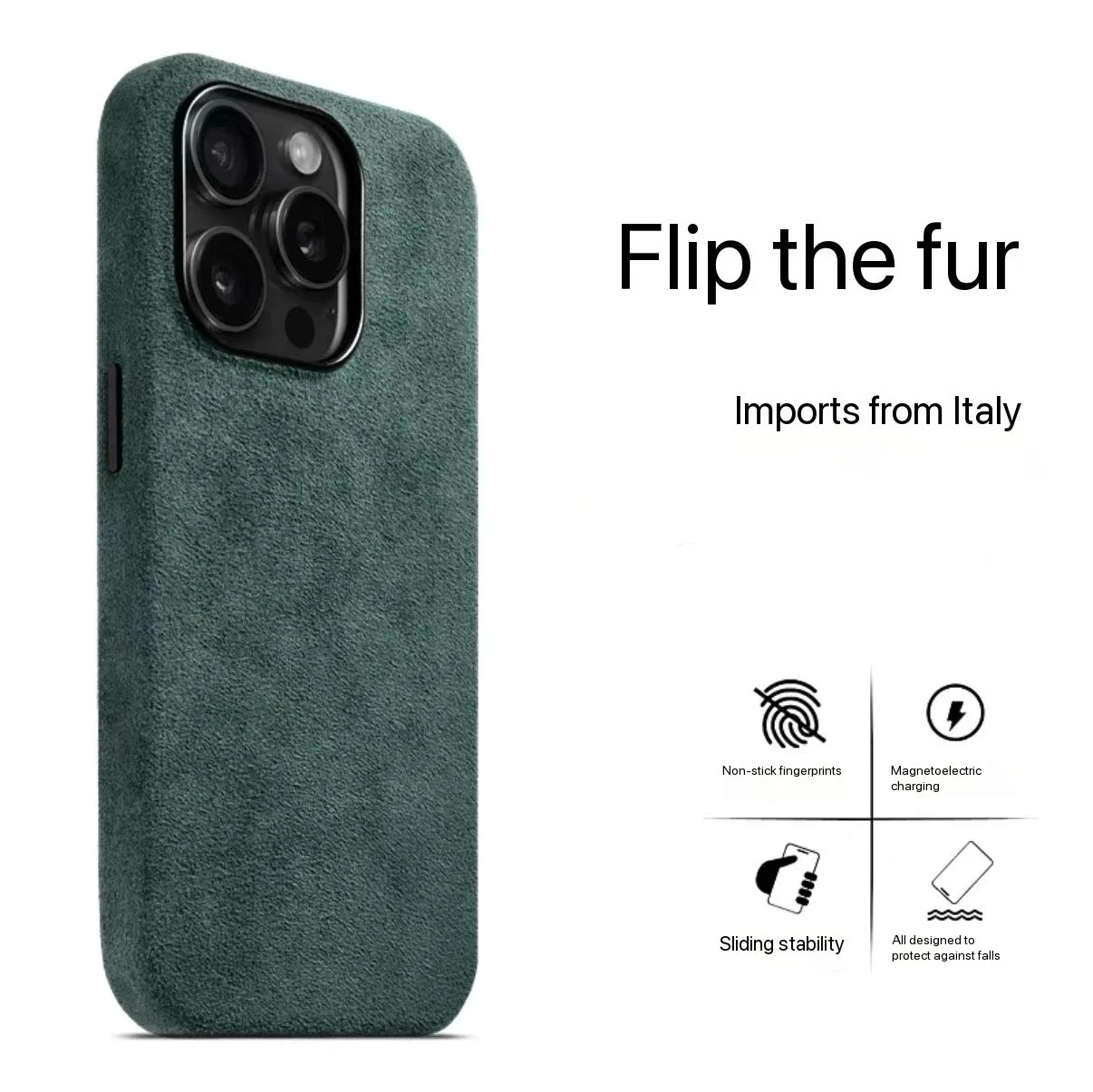 Italiaanse Flip Fur Magnetische Case voor iPhone 16 15 Pro Max 17 Magnetische Telefoonhoes Luxe Supercar Suède Lederen Achterkant Hoesjes Ins Shell