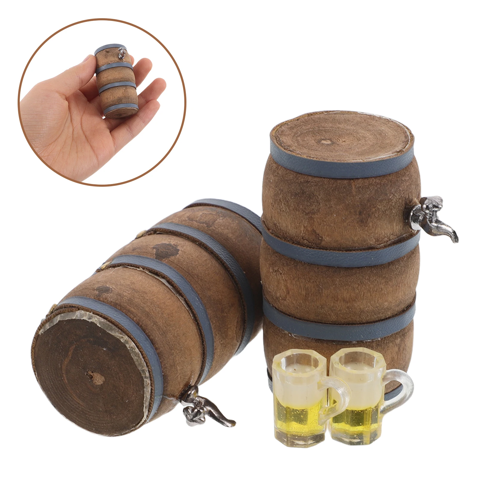 

2 Sets Miniature Wine Cellar Decoration Furniture Accessories Kids Play House Toy Dollhouse Toys Plastic Barrel