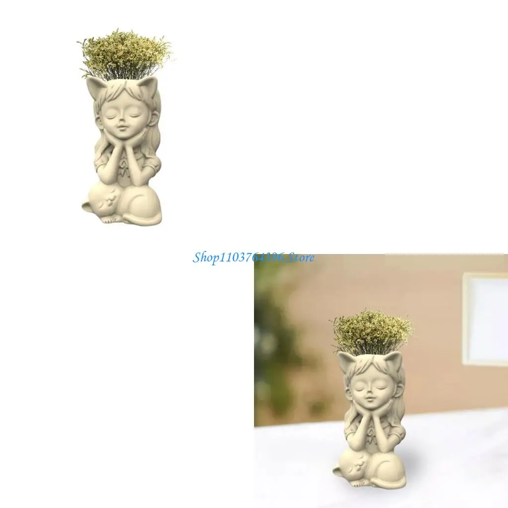 

Бетонная силиконовая форма для горшка для девочек и кошек, сочный цветочный горшок, глиняная форма для цементной штукатурки, для