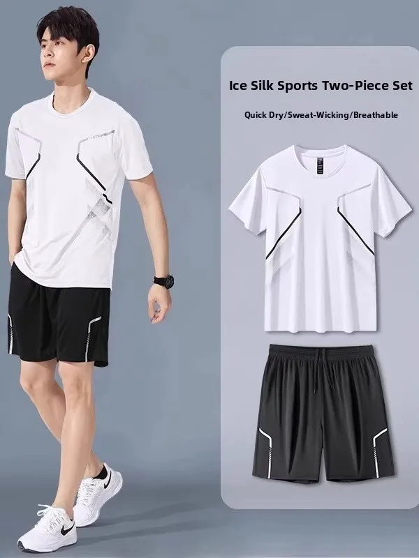 

Cheap Summer Thin Casual Outdoor Men's Fashionable Sportswear Set Versatile Lightweight Breathable Short Sleeve Shorts