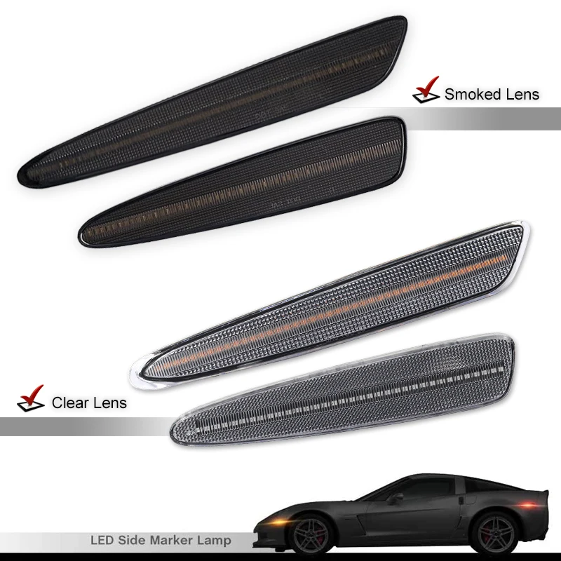 iJDM フロントリアバンパー LED サイドマーカーターンシグナルライトイエローレッドシボレーコルベット C6 2005-2013 2012 カーアクセサリー