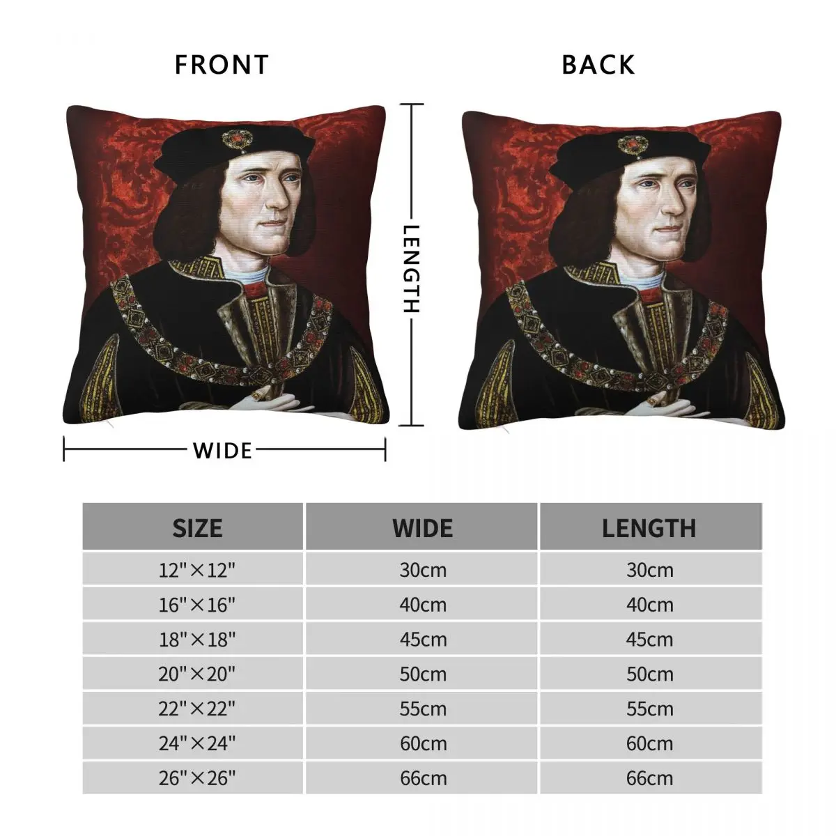 King Richard III Of England Square Pillowcase Polyester Linen Velvet Pattern Zip Decorative Pillow Case Sofa Cushion Cover