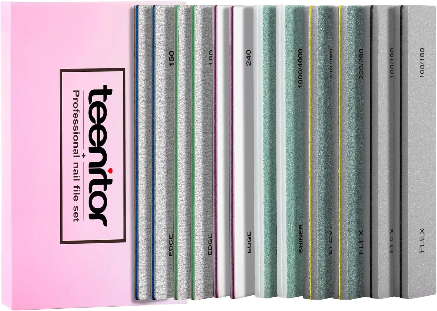 

12pcs Nail Files and Buffers Set, 100/180 Grit Fingernail Files for Women, Emery Boards with Buffer Block