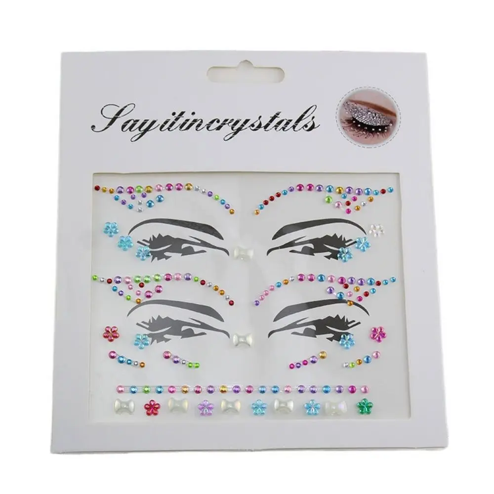 

Fake Tattoo 3D Face Tattoo Crystal Sticker Disposable Fashion Gems Rhinestones Sticker Colorful Charm Temporary Tattoo Sticker