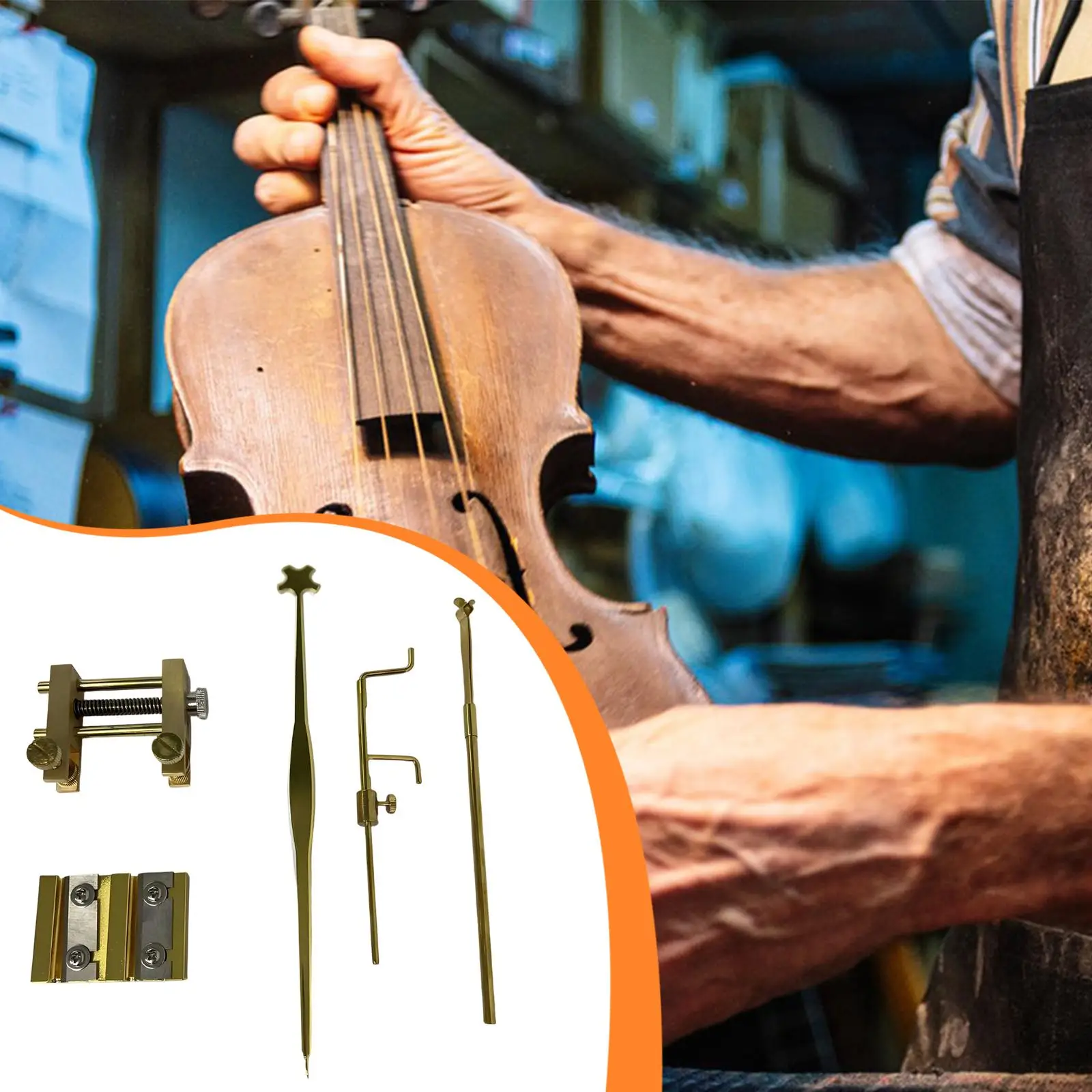 

5Pcs Violin Sound Post Tools Setting Installing Tuning Fork Measurer Sound Column Clip Retriever Clip Gauge Luthier Tool Kit