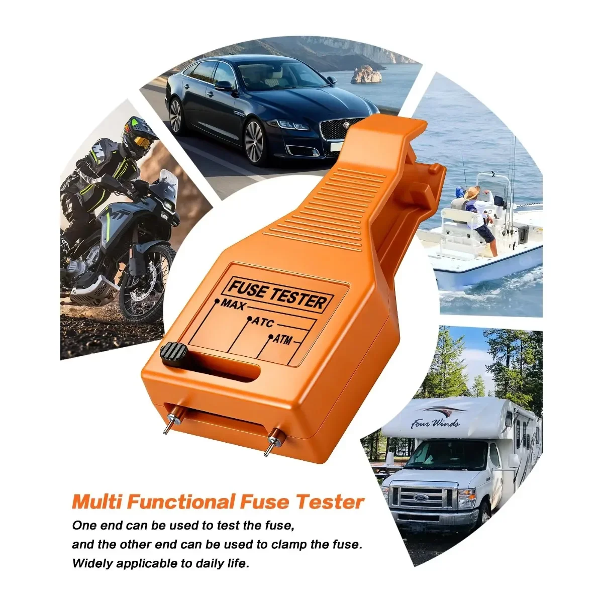 New 12V Automotive Fuse Tester with LED Indicator Anti-Slip Grip Puller Tool MAX/ATC/ATM Blade Fuse Checker Car Accessories