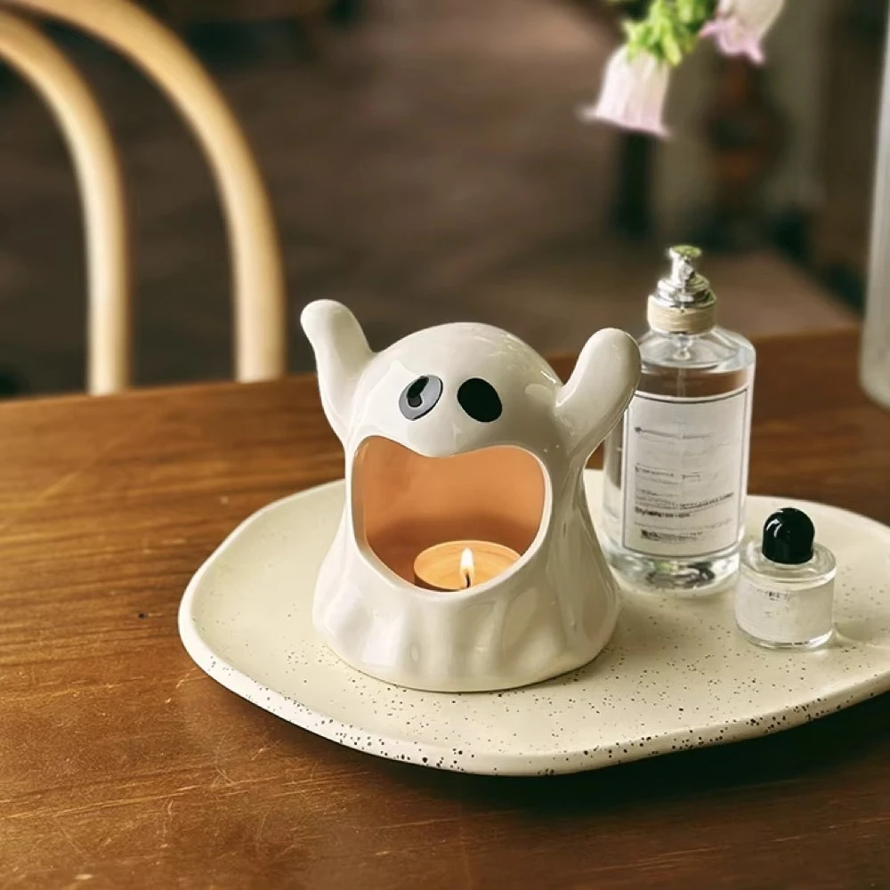 

Halloween Ghost Candlestick Cute Ghost Creative Ashtrays Tabletop Aromatherapy Candle Decoration Atmosphere Decoration