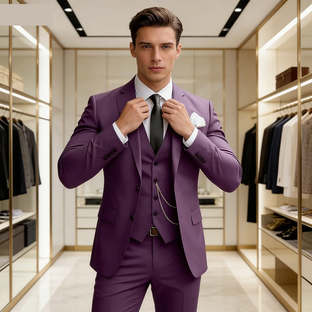 

Elegant Mint Green 3 Piece Men's Slim Fit Business Suit Notch Lapel Tuxedo Blazer Vest Pants Set for Wedding Party Prom Groom
